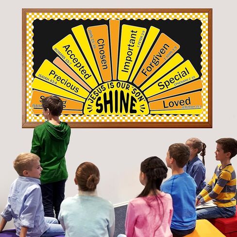 Summer Religious Christian Bulletin Board Decoration Set Summer Shine Classroom Bulletin Board Sun Religious Positive Paper Cutouts for Sunday School Church Wall School Teachers Home Supplies in Saudi Arabia