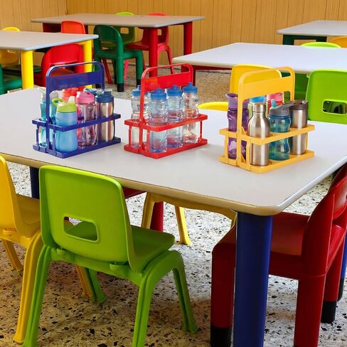 Reallnaive 3 Pcs Collapsible Water Bottle Carrier for Classroom Portable 6 Cup Holder with Handle Classroom Water Bottle Storage for Classrooms, Teaching Materials After-School Programs in Kuwait
