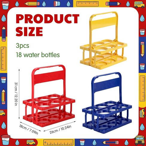 Reallnaive 3 Pcs Collapsible Water Bottle Carrier for Classroom Portable 6 Cup Holder with Handle Classroom Water Bottle Storage for Classrooms, Teaching Materials After-School Programs in Kuwait