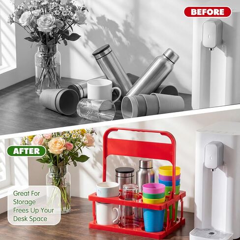 Reallnaive 3 Pcs Collapsible Water Bottle Carrier for Classroom Portable 6 Cup Holder with Handle Classroom Water Bottle Storage for Classrooms, Teaching Materials After-School Programs in Kuwait