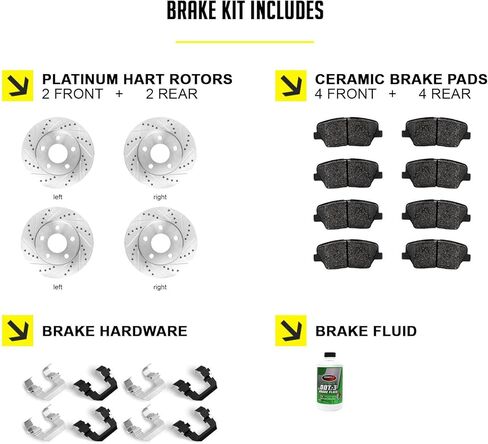 Hart Brakes Front Rear Brakes and Rotors Kit |Front Rear Brake Pads| Brake Rotors and Pads| Ceramic Brake Pads and Rotors |fits 2020-2021 Jeep Gladiator in Saudi Arabia