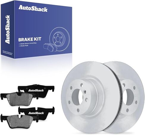 AutoShack Rear Brake Rotors & Ceramic Pads for BMW, 328i 2012-2015 320i 2013-2018 328d 2014-2018, RWD L4 2.0L - Coated - ArmorStop - 11.81" (299.9 mm), 5-Lug in Kuwait