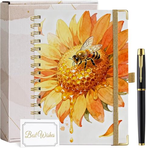 Bee Gifts for Women A5 Spiral Notebook Journal 200 Pages A5 Lined with Pen Bee Themed Gifts for Appreciation, Congratulations, Christmas and Birthday in Kuwait