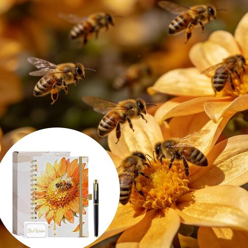 Bee Gifts for Women A5 Spiral Notebook Journal 200 Pages A5 Lined with Pen Bee Themed Gifts for Appreciation, Congratulations, Christmas and Birthday in Kuwait