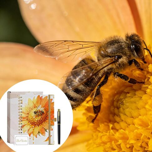 Bee Gifts for Women A5 Spiral Notebook Journal 200 Pages A5 Lined with Pen Bee Themed Gifts for Appreciation, Congratulations, Christmas and Birthday in Kuwait