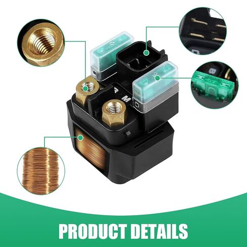 Starter Solenoid Relay, Starter Solenoid Valve Motorcycle Relay Parts, Compatible with Most Yamaha ATV YFM 350 400 450 660 Raptor Grizzly Kodiak Wolverine Big Bear (Black) in Saudi Arabia