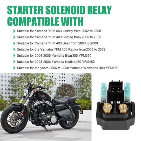 Starter Solenoid Relay, Starter Solenoid Valve Motorcycle Relay Parts, Compatible with Most Yamaha ATV YFM 350 400 450 660 Raptor Grizzly Kodiak Wolverine Big Bear (Black) in Saudi Arabia