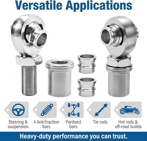 MDEOOSKY 1 Pair 7/8"-14 Heim Joint Rod End Kit, Replacement for Steering and Suspension Systems, Fits 1.5" OD Tubing, Includes Spacers and Lock Nuts in Kuwait