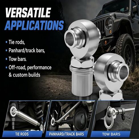 MDEOOSKY 1 Pair 7/8"-14 Heim Joint Rod End Kit, Replacement for Steering and Suspension Systems, Fits 1.5" OD Tubing, Includes Spacers and Lock Nuts in Kuwait