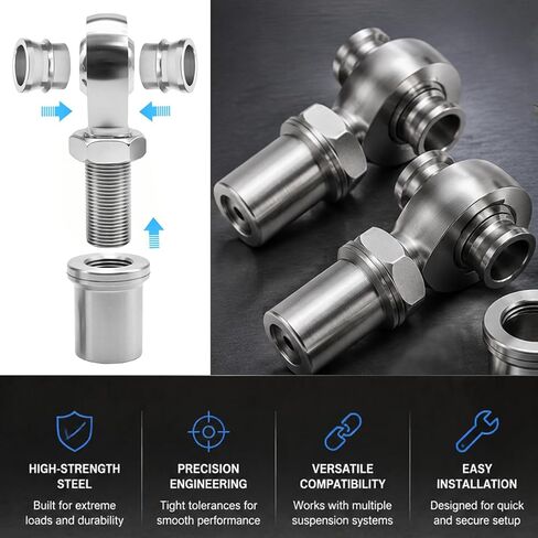 MDEOOSKY 1 Pair 7/8"-14 Heim Joint Rod End Kit, Replacement for Steering and Suspension Systems, Fits 1.5" OD Tubing, Includes Spacers and Lock Nuts in Kuwait