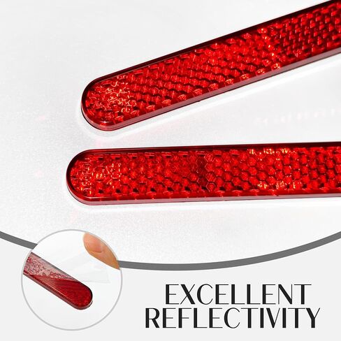 BlingKingdom 2 PCS Self-Adhesive Motorcycle Safety Reflectors High-Intensity Red License Plate Reflectors for Bicycle, Cars, Trucks, Trailer, Boat in Kuwait