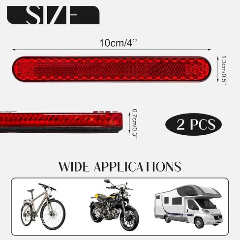 BlingKingdom 2 PCS Self-Adhesive Motorcycle Safety Reflectors High-Intensity Red License Plate Reflectors for Bicycle, Cars, Trucks, Trailer, Boat in Kuwait
