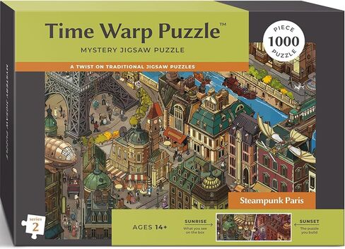 Time Warp Puzzle Series 2 – Sunrise to Sunset Hidden Scene | 1000 Piece Jigsaw Puzzle for Adults | Discover a Story that Transforms as You Build | Giftable Magic Puzzle Art (Steampunk Paris) in Saudi Arabia