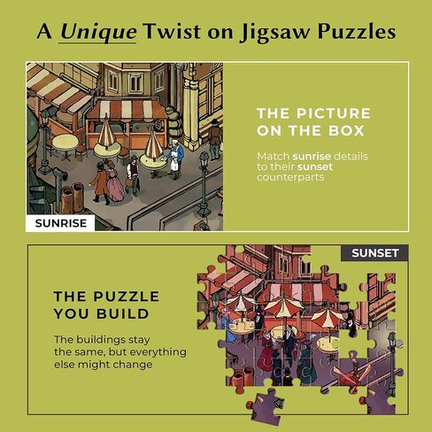 Time Warp Puzzle Series 2 – Sunrise to Sunset Hidden Scene | 1000 Piece Jigsaw Puzzle for Adults | Discover a Story that Transforms as You Build | Giftable Magic Puzzle Art (Steampunk Paris) in Saudi Arabia