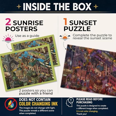 Time Warp Puzzle Series 2 – Sunrise to Sunset Hidden Scene | 1000 Piece Jigsaw Puzzle for Adults | Discover a Story that Transforms as You Build | Giftable Magic Puzzle Art (Steampunk Paris) in Saudi Arabia