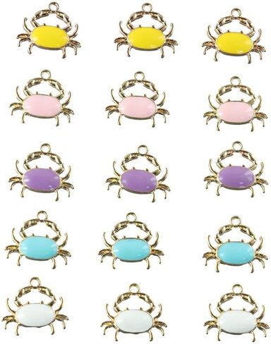 40Pcs Enamel Crab Charms,Random Colors Ocean Animal Charms,Alloy Marine Theme Pendants for Jewelry Making in Kuwait