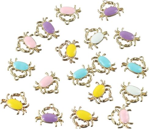 40Pcs Enamel Crab Charms,Random Colors Ocean Animal Charms,Alloy Marine Theme Pendants for Jewelry Making in Kuwait