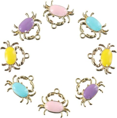 40Pcs Enamel Crab Charms,Random Colors Ocean Animal Charms,Alloy Marine Theme Pendants for Jewelry Making in Kuwait