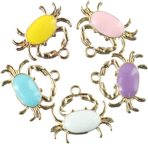 40Pcs Enamel Crab Charms,Random Colors Ocean Animal Charms,Alloy Marine Theme Pendants for Jewelry Making in Kuwait