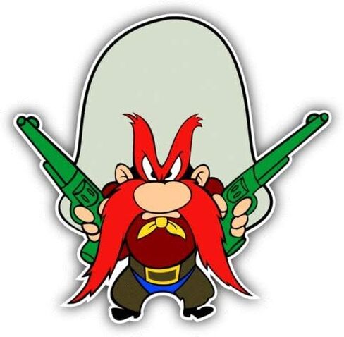 Yosemite Guns Cartoon - Sticker Graphic - Auto, Wall, Laptop, Cell, Truck Sticker for Windows, Cars, Trucks in Kuwait
