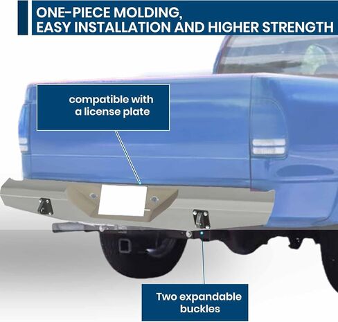 KUAFU Rear Bumper Assembly Compatible with 1997-2004 Dodge Dakota Pickup Truck Step Bumper Assembly Steel Bare Metal in Kuwait