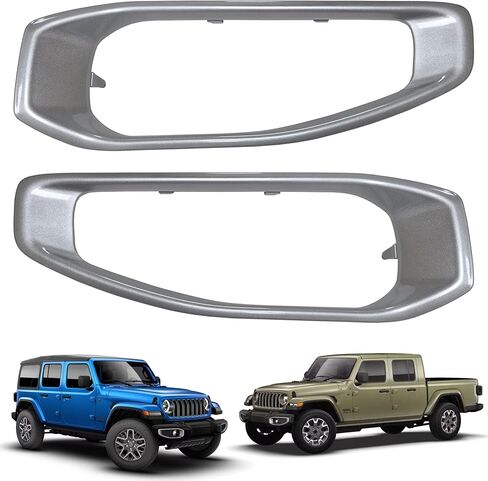 IAMAUTO 32431 Front Bumper Fog Lamp Bezel Trim SILVER LH/RH PAIR Fits 2018-2026 Jeep Wrangler and 2020-2026 Jeep Gladiator CH1038196 CH1039196 in Saudi Arabia