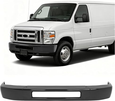 شريط الوجه الأمامي من ALMULOO متوافق مع 2008-2014 Ford E-150/Ford E-250 و2008-2019 Ford E-350 Super Duty/E-450 Super Duty استبدال 8C2Z17757APTM FO1002409 مسحوق فولاذي مطلي باللون الأسود in Kuwait