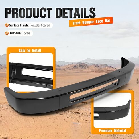 شريط الوجه الأمامي من ALMULOO متوافق مع 2008-2014 Ford E-150/Ford E-250 و2008-2019 Ford E-350 Super Duty/E-450 Super Duty استبدال 8C2Z17757APTM FO1002409 مسحوق فولاذي مطلي باللون الأسود in Kuwait