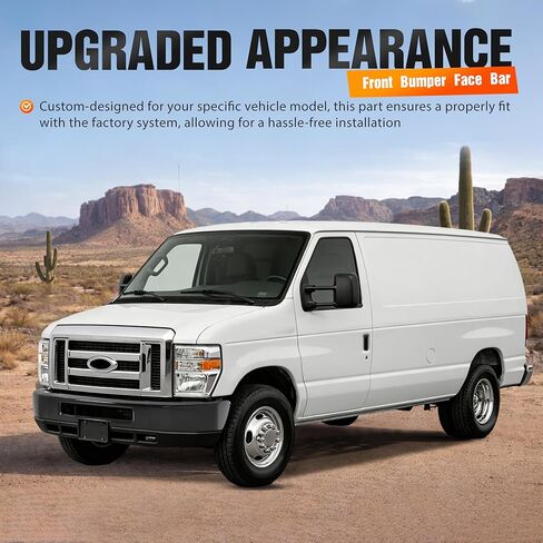 شريط الوجه الأمامي من ALMULOO متوافق مع 2008-2014 Ford E-150/Ford E-250 و2008-2019 Ford E-350 Super Duty/E-450 Super Duty استبدال 8C2Z17757APTM FO1002409 مسحوق فولاذي مطلي باللون الأسود in Kuwait