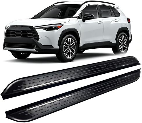 2 pcs fit for Toyota Corolla Cross 2022-2026 Running Board Side Step Nerf Bar Aluminium Black (with Brackets) in Kuwait
