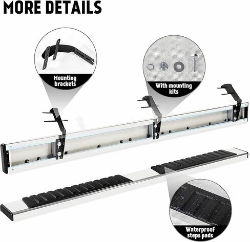 6.5" Running Boards for Ford F150 2015-2025, F-250 F-350 F-450 F-550 2017-2025, 6.5 Inch Side Step Rails Nerf Bars, Super Crew Cab | 4 Full Size Doors, Stainless Steel | High End Version/Chrome in Kuwait