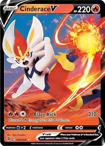 Pokemon - Cinderace V - 043/264 Fusion Strike - Ultra Rare - Foil - Single Card in Kuwait