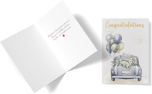 Wedding Card - Congratulations Mr & Mrs, Engagement & Marriage Gift, Folded 5"x7" Card with Red Envelope & Sticker - 350gsm Cardstock with Watercolor Design in Saudi Arabia