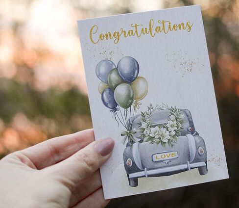 Wedding Card - Congratulations Mr & Mrs, Engagement & Marriage Gift, Folded 5"x7" Card with Red Envelope & Sticker - 350gsm Cardstock with Watercolor Design in Saudi Arabia