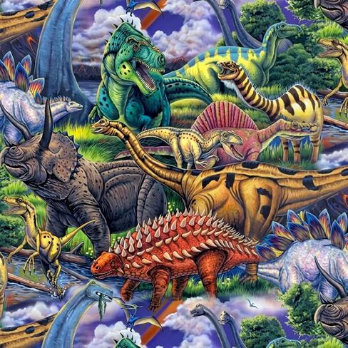 Pico Textiles 1 Yard - Dinosaurs Allover Print Fleece Fabric - Sold by The Yard - Ideal for Sewing Projects, Scarves, No Sew Fleece Throws and Tie Blankets in Saudi Arabia