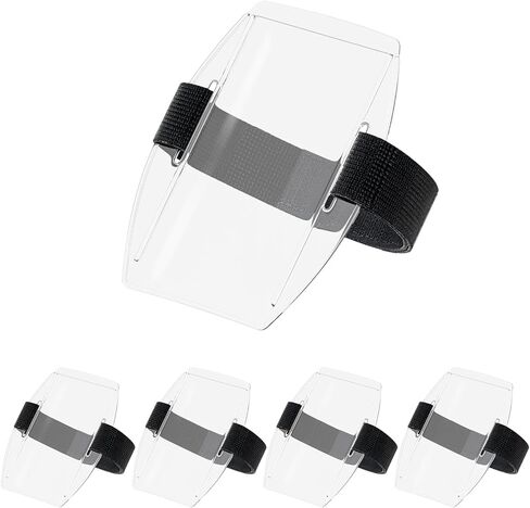 Uniclife 5 Pack Arm Badge Holder for Men, PVC ID Badge Holder, ID Holder, Armband Badge Holder with Adjustable Elastic Arm Band, Ski Pass Holder for Work, Gym, Running & Outdoor Sports in Kuwait