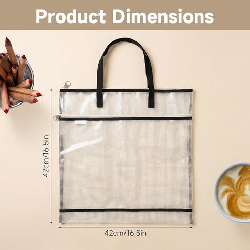 Sew Project Bag, 16.5x16.5 inch Jumbo Needlepoint Project Bag for Sewing Quilting Craft Organizer Storage, Sew Project Bag with Zipper and Double Pockets for Crafter Office Supplies Books in Kuwait