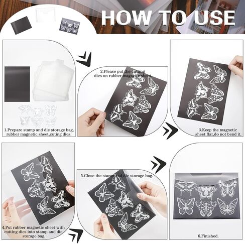 Crtiin 48 Pcs Bulk Stamp and Die Storage Bag and Rubber Magnetic Magnet Sheet Clear Resealable Storage Pockets Stamp Stencil Envelope Case Magnetic Pages for Dies Cutting in Kuwait