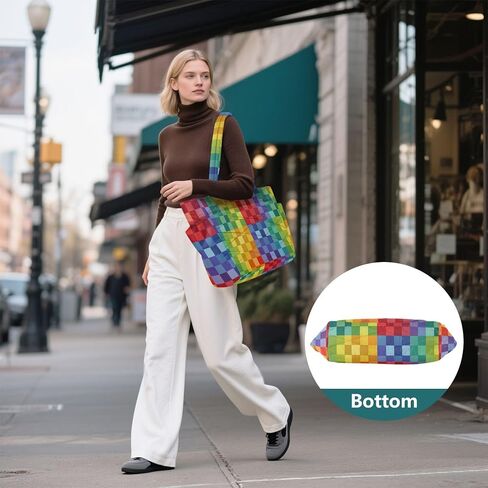 حقيبة يد ALAZA Bright Rainbow منقوشة مع حقيبة كمبيوتر محمول، حقيبة كتف وحقائب يد للسفر والعمل وصالة الألعاب الرياضية in Kuwait