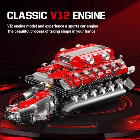 Mould King V12 Engine Building Block Sets, V12 Engine Model Kit That Runs, MOC Engineering Model Building Kit with Battery and Motor, 3472 PCS STEM Engineering Building Blocks for Adults in Saudi Arabia