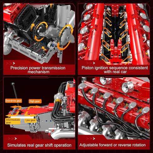 Mould King V12 Engine Building Block Sets, V12 Engine Model Kit That Runs, MOC Engineering Model Building Kit with Battery and Motor, 3472 PCS STEM Engineering Building Blocks for Adults in Saudi Arabia