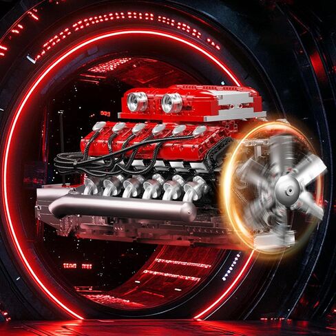 Mould King V12 Engine Building Block Sets, V12 Engine Model Kit That Runs, MOC Engineering Model Building Kit with Battery and Motor, 3472 PCS STEM Engineering Building Blocks for Adults in Saudi Arabia