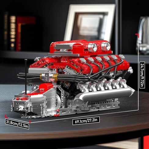 Mould King V12 Engine Building Block Sets, V12 Engine Model Kit That Runs, MOC Engineering Model Building Kit with Battery and Motor, 3472 PCS STEM Engineering Building Blocks for Adults in Saudi Arabia