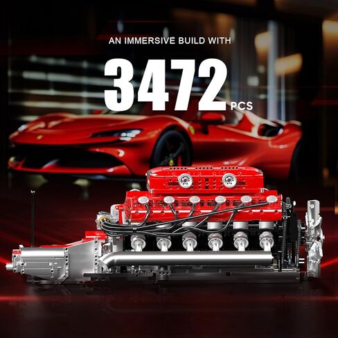 Mould King V12 Engine Building Block Sets, V12 Engine Model Kit That Runs, MOC Engineering Model Building Kit with Battery and Motor, 3472 PCS STEM Engineering Building Blocks for Adults in Saudi Arabia