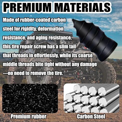 61 PCS Tire Repair Rubber Nail, Tire Plugs Screw Type Reliable Screw in Tire Repair Plugs with Screwdriver, Quick Tool Screw Tire Plug Kit Tire patch kit for Cars Motorcycles Trucks Tractors Bicycles in Saudi Arabia