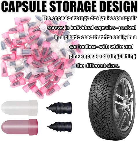 61 PCS Tire Repair Rubber Nail, Tire Plugs Screw Type Reliable Screw in Tire Repair Plugs with Screwdriver, Quick Tool Screw Tire Plug Kit Tire patch kit for Cars Motorcycles Trucks Tractors Bicycles in Saudi Arabia