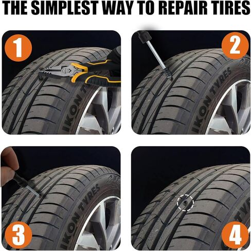 61 PCS Tire Repair Rubber Nail, Tire Plugs Screw Type Reliable Screw in Tire Repair Plugs with Screwdriver, Quick Tool Screw Tire Plug Kit Tire patch kit for Cars Motorcycles Trucks Tractors Bicycles in Saudi Arabia