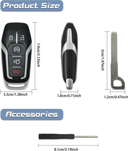 غطاء بديل لمفتاح Fob يناسب 2015-2017 Ford Mustang Edge/16-17 Explorer Lincoln MKZ MKC MKX حافظة مفتاح دخول بدون مفتاح M3N-A2C31243300 in Kuwait