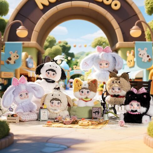 لعبة صندوق أعمى من القطيفة من POP JOY Nommi، سلسلة حديقة الحيوان جالسة من الفينيل الناعم المحشوة بسلسلة مفاتيح قابلة للتجميع، شخصيات لطيفة على شكل حيوان مفاجأة غامضة، هدية للمراهقين البالغين 3+ صندوق واحد in Kuwait