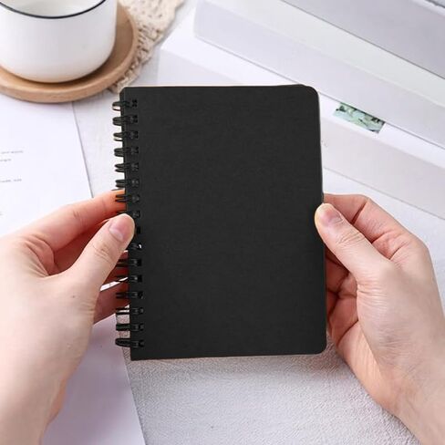 دفتر ملاحظات حلزوني (3 بوصة × 5 بوصة)، 60 ورقة دفاتر مبطنة بالجيب مع غطاء صلب، مفكرة مذكرة للمنزل والمكتب والأعمال المدرسية، مجلة صغيرة محمولة لكتابة ملاحظات الرسم، أسود in Saudi Arabia